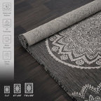 CAMILSON Outdoor Rug 8x10 Modern Area Rugs for Indoor and Outdoor Patios and Porches - Waterproof, Non-Shedding, Easy-to-Clean Outside Carpet (8 x 10, Medallion - Dark Grey/Light Grey)