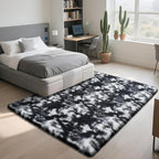 Fluffy Rug Shaggy Area Rug, Mottling Black 9x12 Area Rugs for Living Room, Large Shag Area Rugs for Bedroom Kids Room Home Decor, Upgrade Anti-Skid Rectangular Fuzzy Rugs
