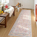 Lahome Floral Washable Kitchen Runner Rug, 2x6 Runners for Hallways Non Slip Ultra-Thin, Boho Soft Hallway Rug Forest Pink Carpet for Bedroom Bathroom Laundry Room, Pink