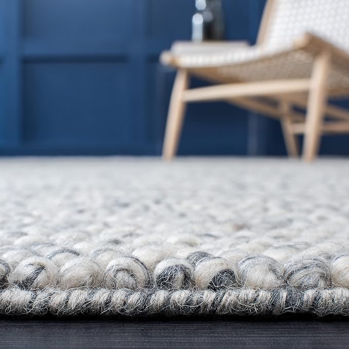 SAFAVIEH Area Rug 10x14 - Natura Collection - Large - Light Grey & Ivory, Handmade Wool Blend, Textured Design, Ideal for Living Room, Bedroom, Dining Space (NAT620G)