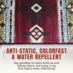 YHSF South West Native American Area Rug C318 - Easy Clean, Thick, Soft, Durable Native Tribal American Indian Inspired Rug for Bedroom/Living Room and More - Burgundy, 2 Feet x 7 Feet