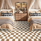 jinchan 8x10 Brown Checkered Area Rugs for Kids Room - Machine Washable Rug Modern Neutral Geometric Lattice Soft Non-Slip Carpet for Nursery Playroom Classroom Living Room Bedroom Dining Room