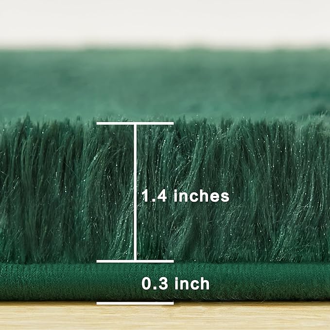 Andency Emerald Green Area Rugs 9x12 for Living Room Home Decor, Large Shaggy Bedroom Carpet, Non-Slip Big Shag Indoor Thick Soft Fluffy Furry Fur Area Rugs for Kids Dorm Nursery Aesthetic