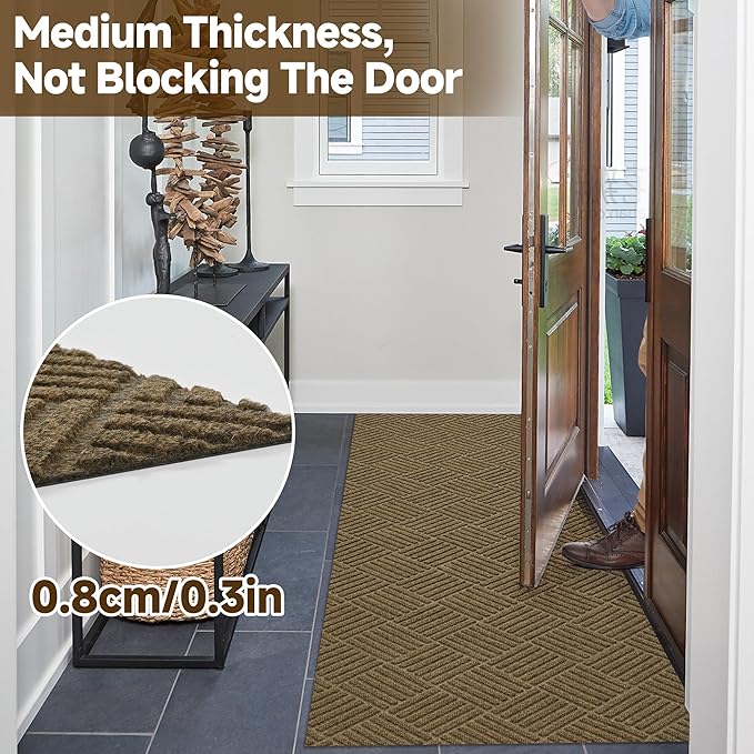 jxgzyy Runner Rug 3'11" x 9'10", Commercial Front Door Mat, Heavy Duty Indoor Outdoor Doormat, Outdoor Mats for Entrance, Non-Slip Entry Mat for High Traffic Area
