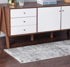 Rugs.com Leipzig Collection Rug – 12 Ft Runner Gray Low-Pile Rug Perfect for Hallways, Entryways