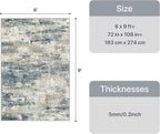GENIMO Abstract Area Rug 6x9, Washable Large Modern Rug Non Slip, Low Pile Lightweight Soft Carpet for Living Room, Bedroom, Dining Room, Navy Blue