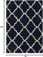 SAFAVIEH Dallas Shag Collection Area Rug - 6' x 9', Navy & Ivory, Trellis Design, Non-Shedding & Easy Care, 1.5-inch Thick Ideal for High Traffic Areas in Living Room, Bedroom (SGD257N)
