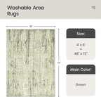 Valenrug Washable Rug 4x6 - Stain Resistant 4x6 Area Rugs for Living Room, Non Slip Backing Printed Rugs for Bedroom, Folable Machine Washable Area Rug(4'x6', Green)