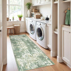 Washable Area Rugs 2'x8' Non-Slip Modern Abstract Soft for Living Room Entryway Bedroom Nursery, Print Pattern, Light Green/Yellow