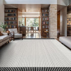 Modern Micro Loop Indoor Area Rugs for Living Room Bedroom Kitchen Geometric Striped Black-White 9x12 Luxury Durable Low and High Pile Non-Shedding Stain Resistant Soft Area Carpet 9 x 12