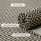 Hallway Runner Rug 2x6, Washable Kitchen Runners Non Slip, Ultra Thin Entryway Floor Mat Fit Under Door, Soft Low Pile Cotton Boho Carpet for Laundry Outdoor Bedroom
