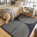 Modern Rainbow Area Rug 4x6 Black Comfort Soft Low Profile Machine Washable Non-Slip Rug, Contemporary Backyard Living Room Mat