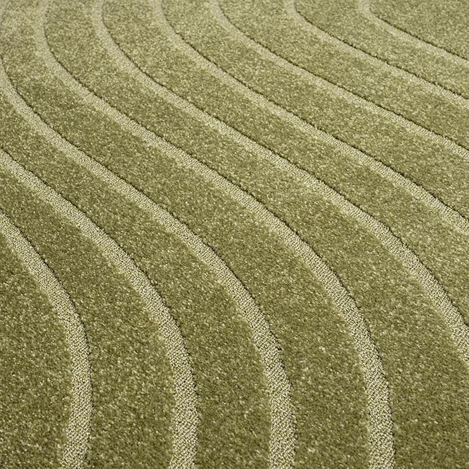 LUXE WEAVERS Modern Geometric Wave Green 2x3 Area Rug, Contemporary Stain Resistant Carpet