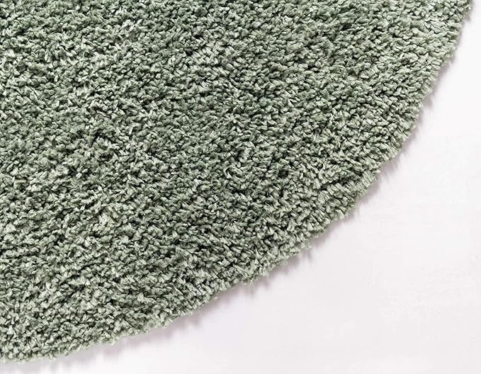 Unique Loom Davos Shag Collection Area Rug - Solid (3' 3" Round, Sage)