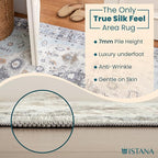 Istana Hallway Runner Rug 2x6 - Blue Kitchen Rugs Non Slip Washable -Silk's Soft Touch Carpet Runner - Stylish Rug for Home