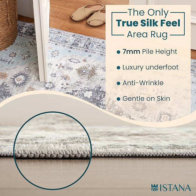 Istana 3x5 Area Rug - Blue Modern Rugs for Living Room 3x5 - Foldable Rugs for Bedroom/Living Room Rug - Stain Resistant Washable Rug - Eco-Friendly Small Area Rugs