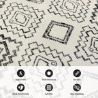 Rugshop Cream and Black Southwestern Tribal Area Rug – Boho Geometric Diamond Pattern Carpet for Living Room, Bedroom, or Entryway – Soft Modern Rustic Floor Décor 2' x 3' Cream