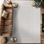 Micro Loop Indoor Rug White 9x12 Boho Geometric Neutral Area Rugs for Living Room Soft Luxury Modern Low and High Pile Durable Stain Resistant Non-Shedding Indoor Area Carpet 9 x 12