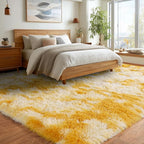 Upgrade Non-Slip Plush Rugs for Living Room, Soft Shaggy Carpets for Living Room, Fuzzy Rugs for Kids' Room, Perfect Decor for Modern Home Tie Dye Yellow 5x7Feet