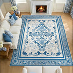 SOULFUL Medium Pile 4x6 Rugs for Living Room - Soft Foot Feel Area Rug - Blue Boho Floral - Washable Non-Slip - Perfect for Bedroom Kids Room Under Dining Table Office