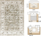 jinchan Fiora Floral 2x3 Rugs for Entryway - Vintage Washable Small Non-Slip Distressed Indoor Doormat Ultra-Thin Low-Pile Accent Rug for Entrance Kitchen Bedroom Bathroom (2x3ft, Taupe)