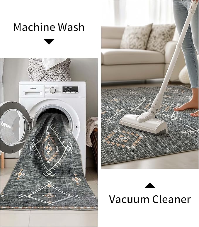ILANGO Area Rug 5'x7' for Living Room Bedroom Washable Moroccan Boho Rugs for High Traffic Area Non Slip & Non-Shedding Rugs Fade Resistant Carpet for Kitchen Office