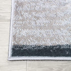 SUPERIOR Indoor Area Rug, Jute Backed, Modern Geometric Patchwork Floor Decor for Bedroom, Office, Living Room, Entryway, Hardwood Floors, Rockwood Collection, 5' x 8', Blue-Taupe