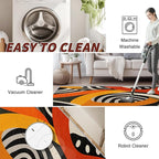 Abstract Rugs for Entryway - Retro Pop Art Colorful Area Rugs 3x4, Hippie Aesthetic Funky Non Slip Foldable Indoor Throw Carpet Home Decor #C093