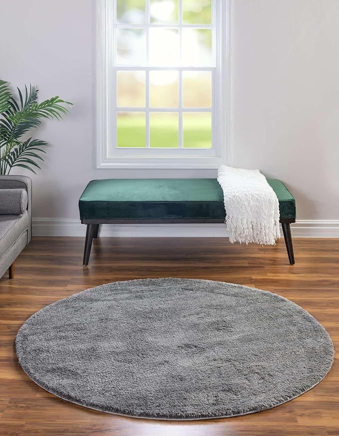 Unique Loom Solo Collection Area Rug - Calabasas (7' 10" Round, Gray)