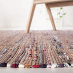 SAFAVIEH Rag Rug Collection Accent Rug - 2'6" x 4', Rust & Multi, Handmade Boho Stripe Cotton, Ideal for High Traffic Areas in Entryway, Living Room, Bedroom (RAR121E)