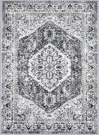 KOZYFLY Boho Area Rug 8x10 Ft Thin Rugs for Living Room Washable Bedroom Rug Non Slip Rugs for Dining Room Printed Faux Wool Rectangular Rug Floor Carpet for Dining Room Living Room, Grey