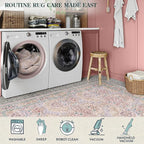Lahome Floral Washable Rugs 8x10, Soft 8x10 Area Rugs for Living Room Bedroom, Boho Non-Slip Pink Forest Design Large Throw Carpet for Farmhouse Dining Room Office, Pink