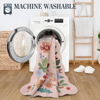 Lahome Floral Living Room Rugs, Pink Area Rugs 5x7 Rug for Bedroom Ultra-Thin Soft Non-Slip Washable Rugs Stain Resistant Throw Boho Carpet for ‎‎Nursery Playroom Classroom, Light Pink