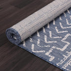 Beverly Rug Waikiki Indoor Outdoor Rug 5x7, Washable Outside Carpet for Patio, Deck, Porch, Trellis Area Rug, Water Resistant, Blue - White