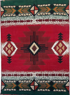 YHSF South West Native American Area Rug C318 - Easy Clean, Thick, Soft, Durable Native Tribal American Indian Inspired Rug for Bedroom/Living Room and More - Red, 3 Feet 10 Inches x 5 Feet 2 Inches