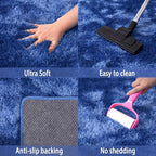 Fluffy Area Rugs for Living Room, Soft Shaggy Carpets for Living Room, Upgrade Anti-Skid Fuzzy Rugs for Kids' Room, Perfect Decor for Modern Home Tie Dye Blue 6x9 Feet