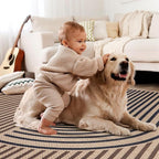 Tangsoo Rainbow Easy Jute Rug 2.6x10 Washable Runner Rug for Hallways,Non-Slip Thin Black Outdoor Rug,Modern Farmhouse Carpet for Porch Laundry Bedroom Living Room Entryway