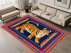 Cartoon Tiger Area Rug, 5x6ft,Tiger Theme Decorative Rug Suitable for Living Room Sofa Area, Modern Abstract Non-Slip Washable Tiger Pattern Rug Suitable for Bedroom Children's Room Decoration