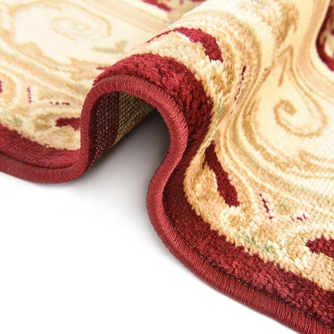 Unique Loom Versailles Collection Traditional Classic Floral Motif Area Rug (5' 0 x 5' 0 Octagon, Burgundy/Ivory)