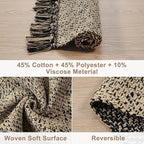 Collive Long Hallway Runners Rug 2.6x7, Farmhouse Washable Kitchen Runner Rug for Bedroom, Natural/Black Braided Woven Entryway Rug Low-Profile Front Door Floor Carpet for Laundry Bathroom Living Room