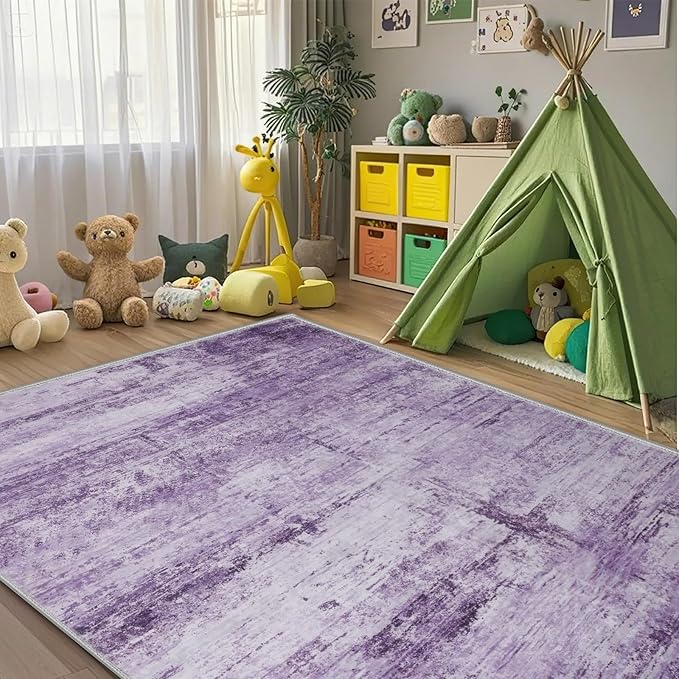 Abstract 8x10 Area Rug for Living Room Dining Room Home Office Bedroom Purple Grey