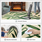 5x6 Bamboo Leaves Rugs for Office - Realistic Botanical Art Living Room Carpet, Minimalist Leaves Bedroom Area Rug Kids Low Pile Rug for Indoor Outdoor Hardwood Floors Home Decor