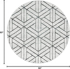 Rugs.com Lattice Trellis Collection Rug – 5 Ft Round White Low-Pile Rug Perfect for Kitchens, Dining Rooms