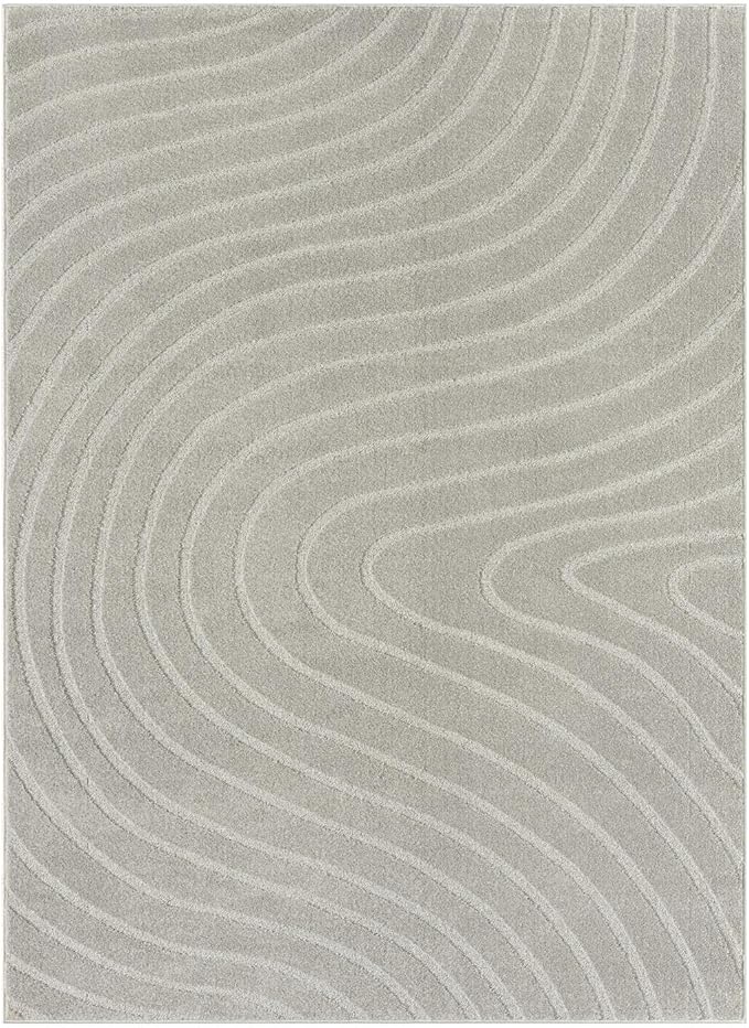LUXE WEAVERS Modern Geometric Wave Gray 5x7 Area Rug