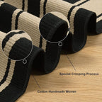 Striped Outdoor Rug 3'x5', Cotton Hand Woven Rug Front Door Mat,Washable Reversible Layered Door Mats, Foldable Front Porch Rug for Entryway/Home Entrance/Farmhouse(Black and Tan)