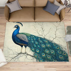 Peacock Area Rug 3x5-3x5 Rug, Peafowl Rugs for Living Room, Teal Turquoise Carpet, Modern Style Washable Area Rugs for Bedroom, Peacock Feather Carpet - Peafowl Home Decor & Gifts