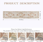 Lahome Boho Carpet Runners for Hallway 2x10 Washable Non-Slip Runner Rug Non-Shedding Lightweitht Long Kitchen Carpet, Oriental Distressed Print Floor Mat for Entrance Laundry Room Foyer