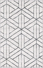 Rugs.com Lattice Trellis Collection Rug – 3' x 5' White Low-Pile Rug Perfect for Living Rooms, Large Dining Rooms, Open Floorplans