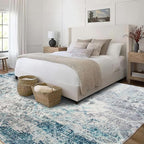 ReaLife Rugs Machine Washable Area Rug Runner - Living Room Bedroom Bathroom Kitchen Entryway Office - Padded Low Pile Stain Resistant Premium - Boho Vintage Bohemian - Blair - Grey 3' x 5'