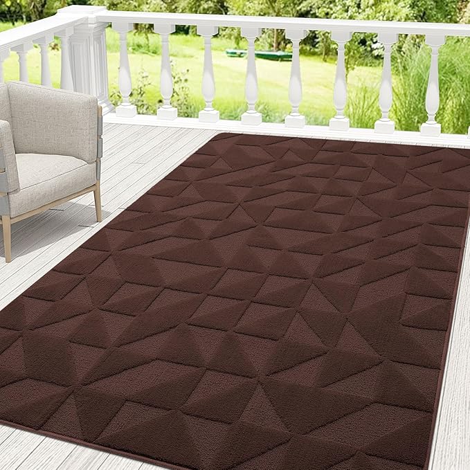 OLANLY Door Mats Indoor, Non-Slip, Absorbent, Dirt Resist, Entrance Washable Mat, Low-Profile Inside Entry Doormat for Entryway (71x47 inches, Dark Brown)